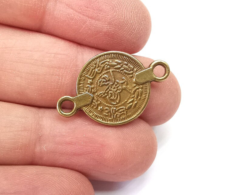 Coin Connector Charms (Double sided) Antique Bronze Plated (28x17mm) G28152