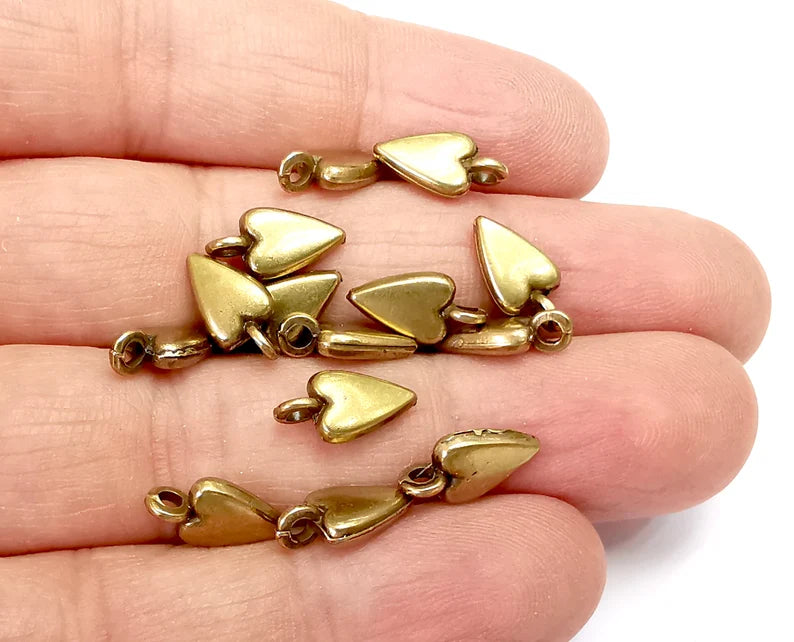 Heart Charm (Double Sided) Antique Bronze Plated Charms (13x7mm) G28153