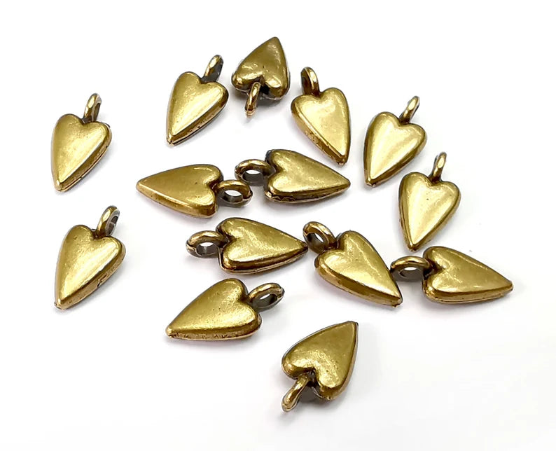 Heart Charm (Double Sided) Antique Bronze Plated Charms (13x7mm) G28153