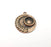 Fern Leaf Feather Charms Disc Copper Blank Bezel Pendant Antique Copper Plated (10mm Blank) G28158