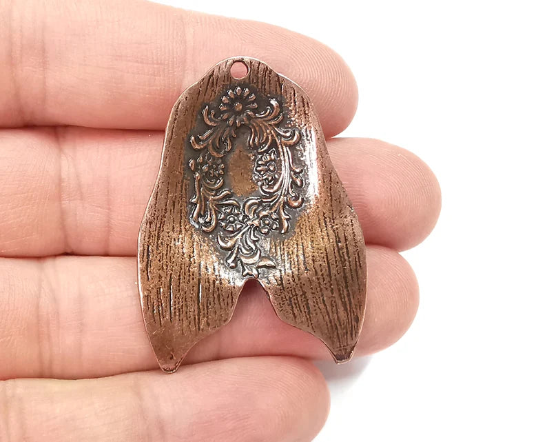 Branch Plant Fish Tail Charms Antique Copper Plated Pendant (43x31mm) G28166