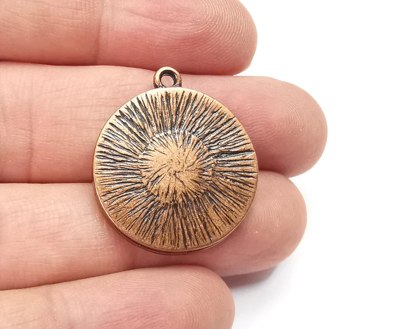 Crescent Moon Star Charms Round Blank Bezel Pendant Antique Copper Plated (8mm Blank) G28167