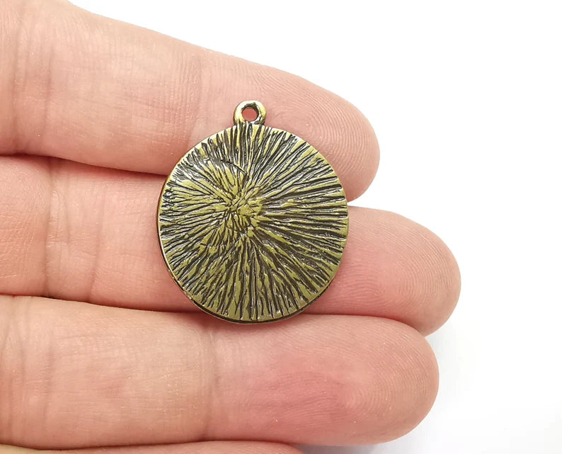 Sun and Moon Charms Blank Resin Bezel Mounting Cabochon Base Setting Antique Bronze Plated (8mm Blank) G28169