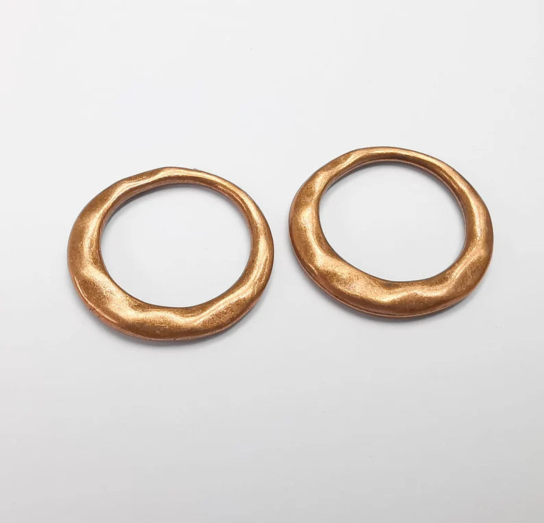 Copper Hoop Circle Connector Charms Findings Antique Copper Plated Circle (25mm) G28177