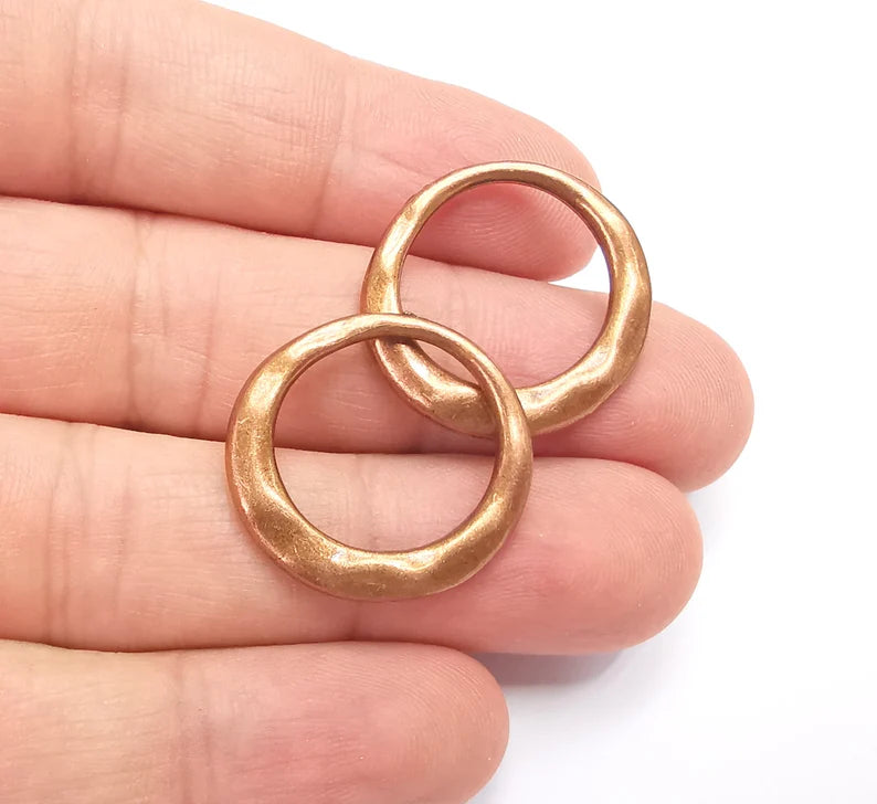 Copper Hoop Circle Connector Charms Findings Antique Copper Plated Circle (25mm) G28177
