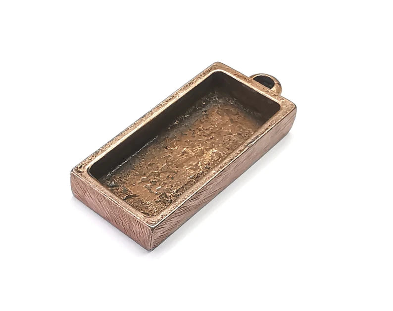 Rectangle Pendant Blanks, Resin Bezel Bases, Mosaic Mountings, Dry flower Frame, Polymer Clay base, Antique Copper Plated (25x10mm) G28180