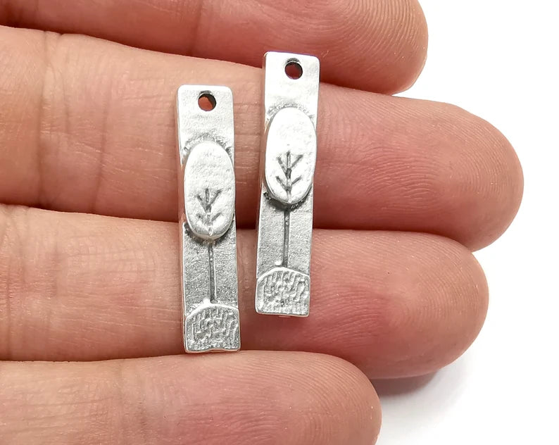 Tree Charms, Antique Silver Plated Sapling (29x6mm) G28182