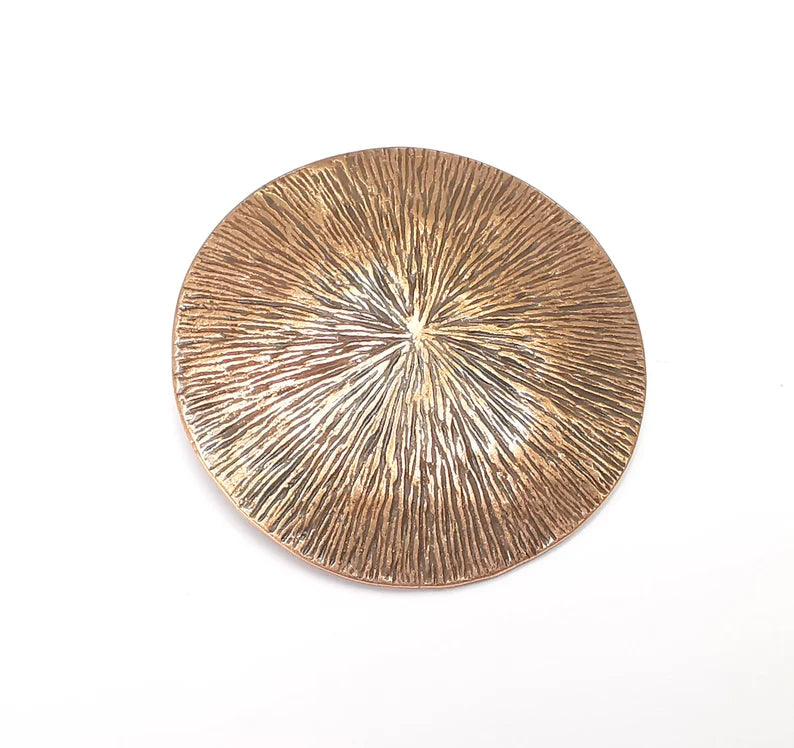 Copper Shield Pendant, Antique Copper Plated Large Round Pendant (50mm) G28189