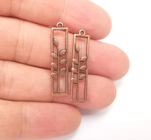 Wheat ear Leaves Plant Charms Antique Copper Plated DIY Charms, Dangle Earring Component (33x8mm) G28192