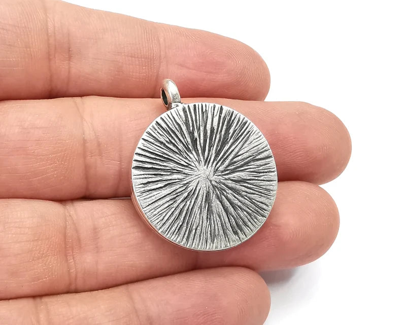 Round Pendant Blanks, Resin Bezel Bases, Mosaic Mountings, Dry flower Frame, Polymer Clay base, Antique Silver Plated (25mm) G28109