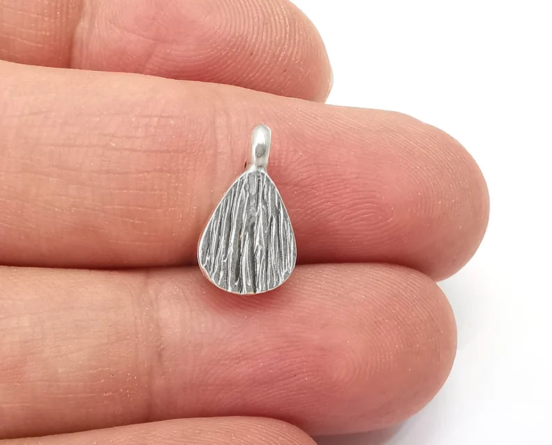 Drop Pear Pendant Blanks Resin Bezel Base Mosaic Mountings Antique Silver Plated (15x8mm) (8x6mm Blank Size) G28105