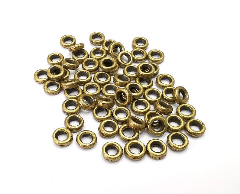 20 Round Rondelle Beads Antique Bronze Plated Beads 6mm G28114