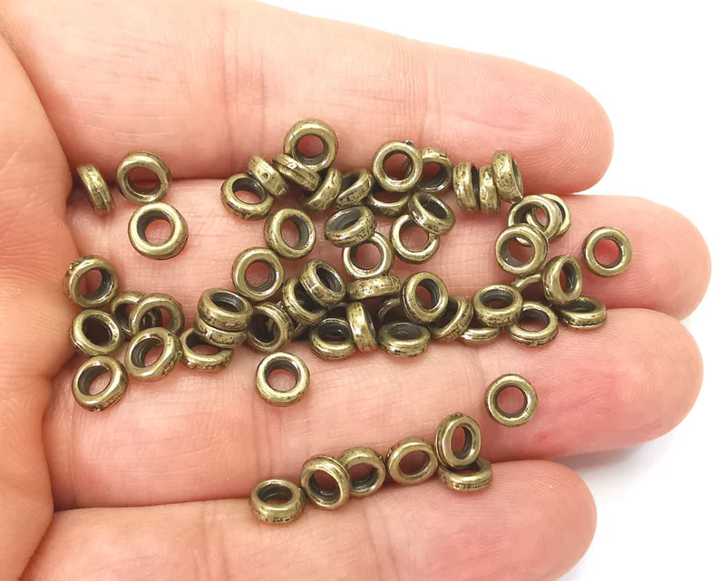 20 Round Rondelle Beads Antique Bronze Plated Beads 6mm G28114