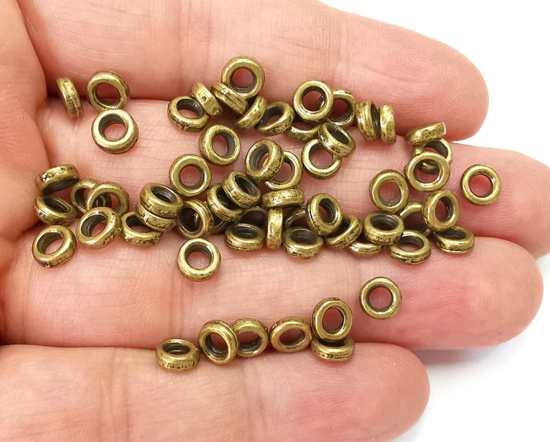 20 Round Rondelle Beads Antique Bronze Plated Beads 6mm G28114