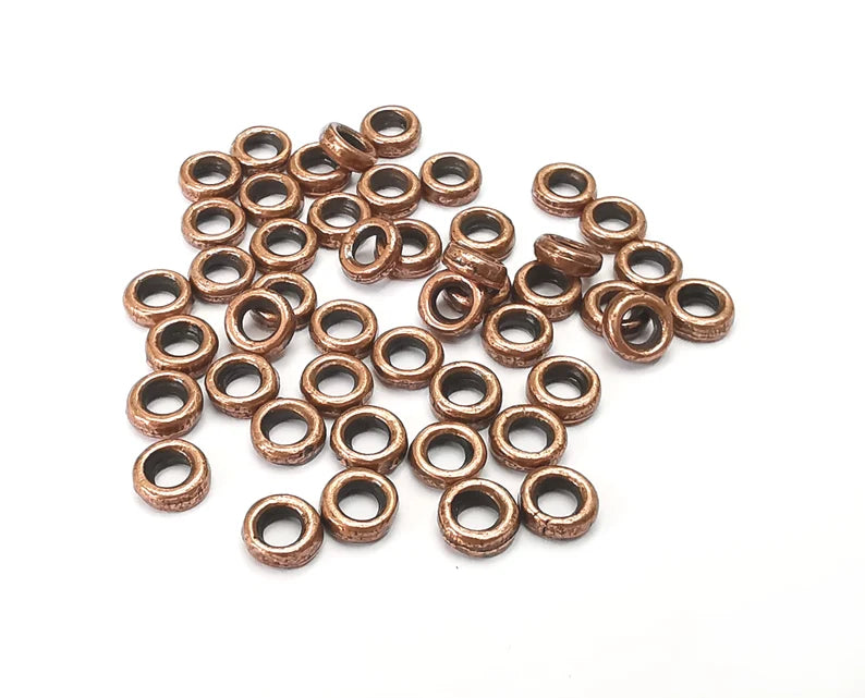 Round Rondelle Beads Antique Copper Plated Beads 6mm G28123