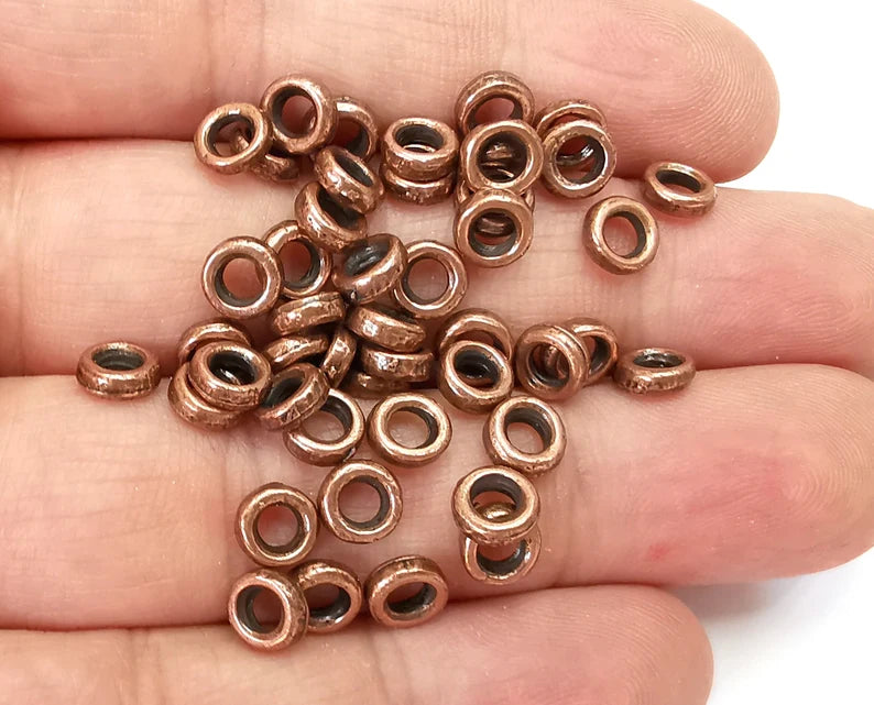 Round Rondelle Beads Antique Copper Plated Beads 6mm G28123