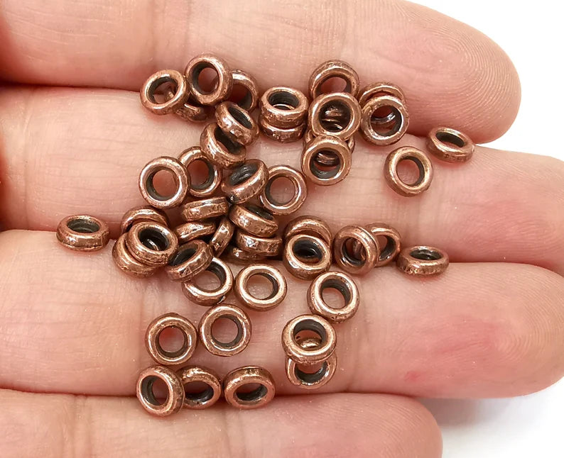 Round Rondelle Beads Antique Copper Plated Beads 6mm G28123