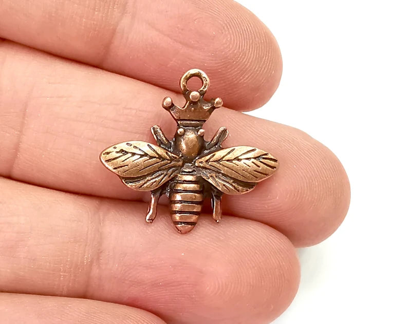 Queen Bee Charms Antique Copper Plated Charm (25x23mm) G28124