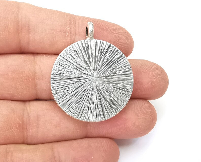 Round Pendant Blanks, Resin Bezel Bases, Mosaic Mountings, Dry flower Frame, Polymer Clay base, Antique Silver Plated (30mm) G28141