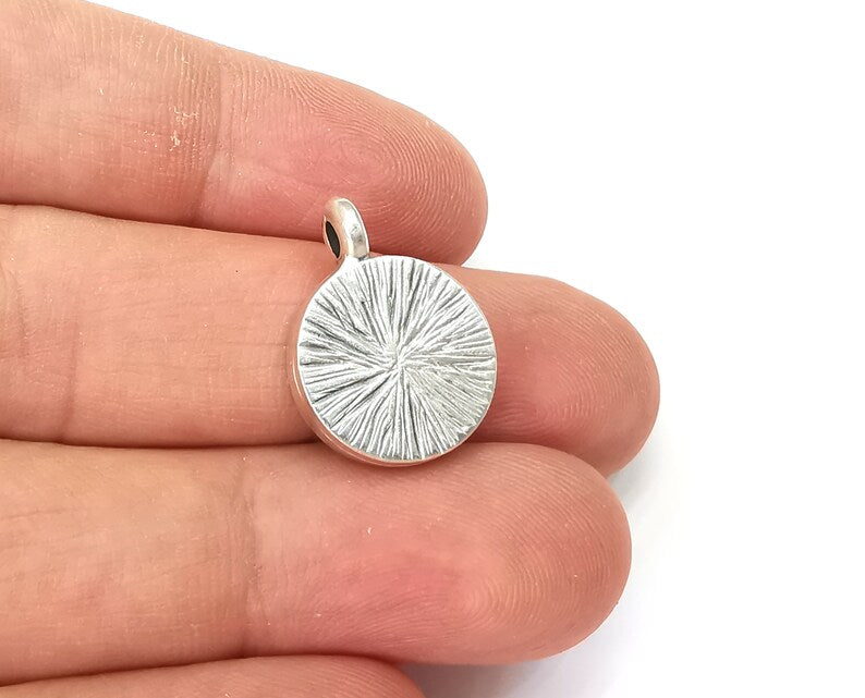 Flower Round Pendant Blanks, Resin Bezel Bases, Mosaic Mountings, Dry flower Frame, Polymer Clay base, Antique Silver Plated (10mm) G28142