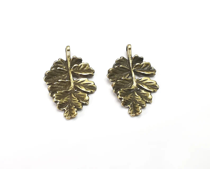 Leaf  Branch Charms Antique Bronze Plated (31x18mm) G28144