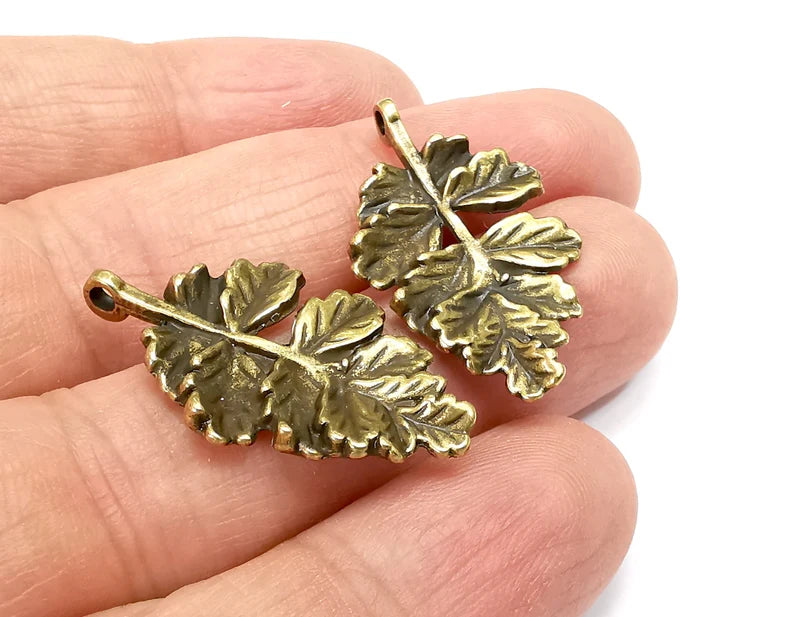 Leaf  Branch Charms Antique Bronze Plated (31x18mm) G28144