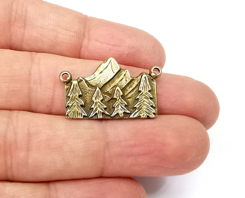 Mountain Clif Charms Landscape Rock Forest Pendant Antique Bronze Plated (30x17mm) G28145