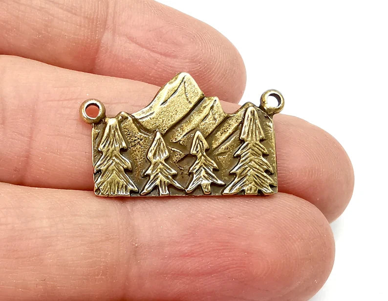 Mountain Clif Charms Landscape Rock Forest Pendant Antique Bronze Plated (30x17mm) G28145