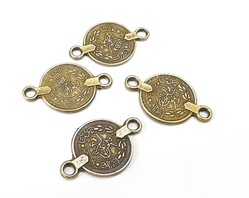 Coin Connector Charms (Double sided) Antique Bronze Plated (28x17mm) G28152