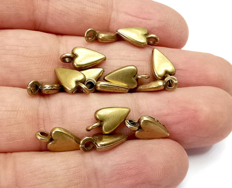 Heart Charm (Double Sided) Antique Bronze Plated Charms (13x7mm) G28153