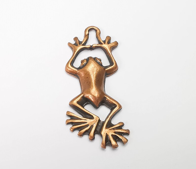 Frog Charms, Dangle Earring, DIY Charms, Antique Copper Plated Pendant (50x20mm) G28164