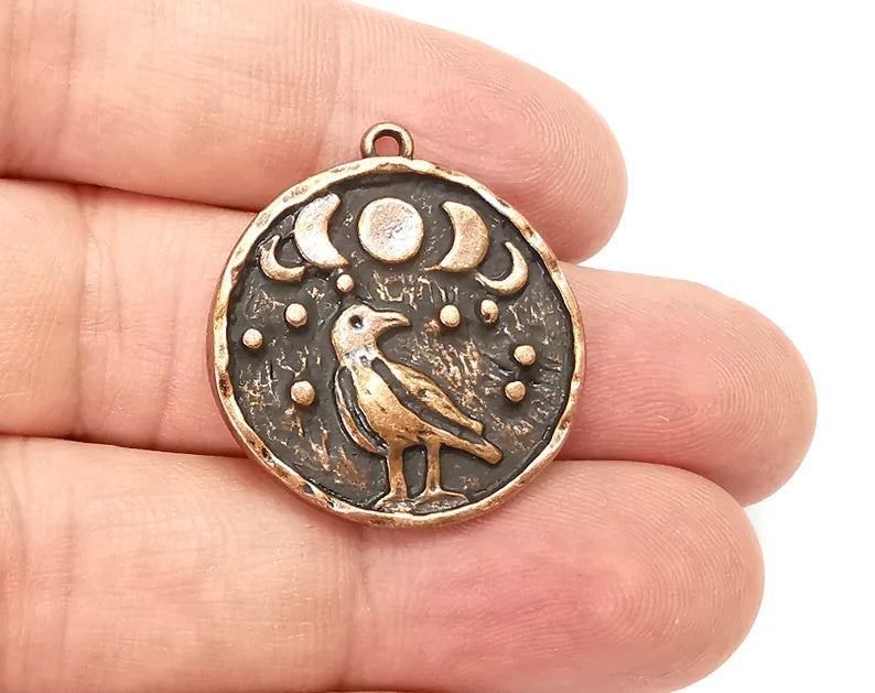 Raven Moon Charms Crescent Stars Charms Moonrise Pendant Antique Copper Plated Charms (30x26mm) G28165