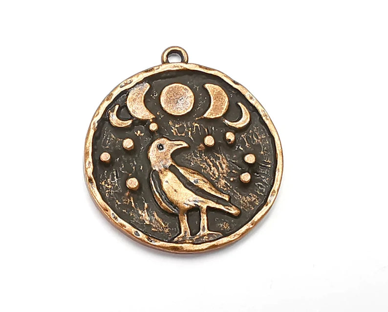 Raven Moon Charms Crescent Stars Charms Moonrise Pendant Antique Copper Plated Charms (30x26mm) G28165