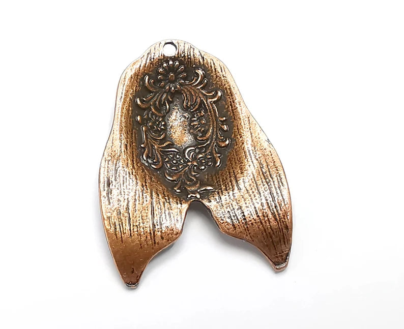 Branch Plant Fish Tail Charms Antique Copper Plated Pendant (43x31mm) G28166
