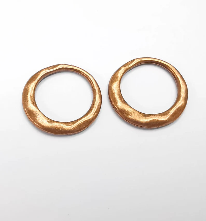 Copper Hoop Circle Connector Charms Findings Antique Copper Plated Circle (25mm) G28177