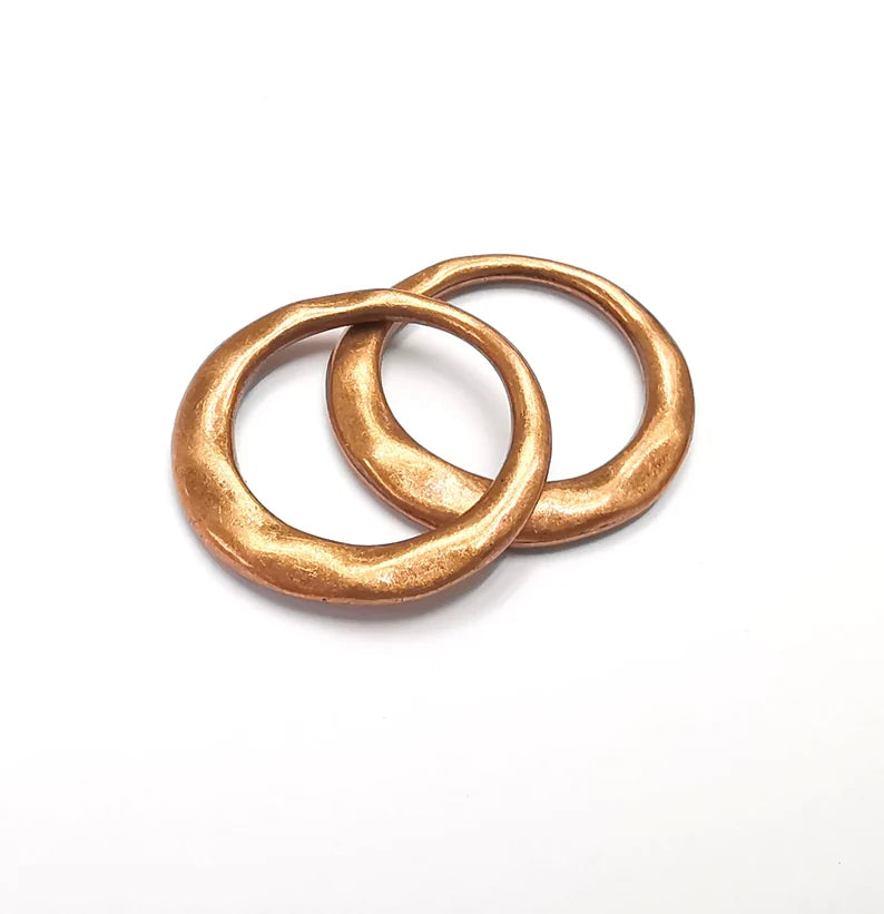 Copper Hoop Circle Connector Charms Findings Antique Copper Plated Circle (25mm) G28177