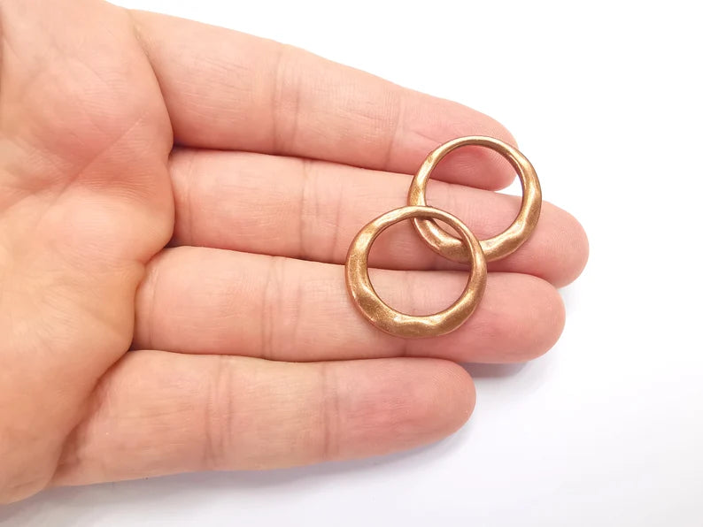 Copper Hoop Circle Connector Charms Findings Antique Copper Plated Circle (25mm) G28177
