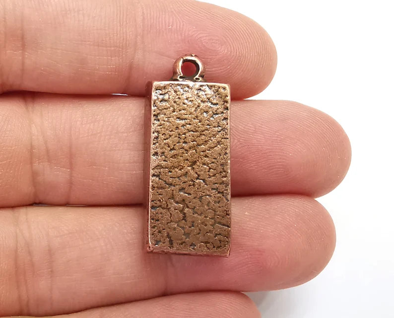 Rectangle Pendant Blanks, Resin Bezel Bases, Mosaic Mountings, Dry flower Frame, Polymer Clay base, Antique Copper Plated (25x10mm) G28180