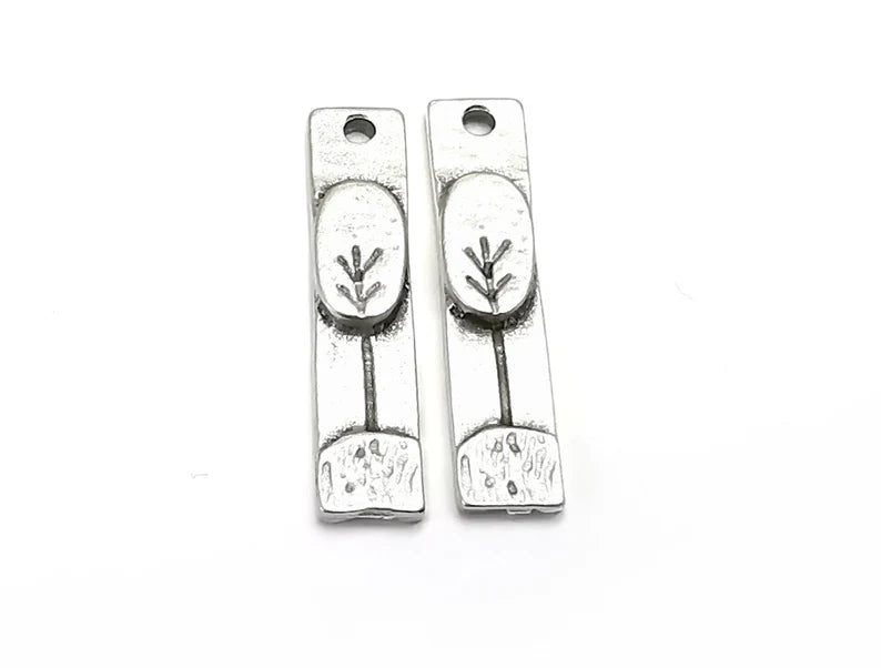 Tree Charms, Antique Silver Plated Sapling (29x6mm) G28182