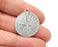 Fern Leaf Charms Hammered Disc Pendant Antique Silver Plated (28x24mm) G28184