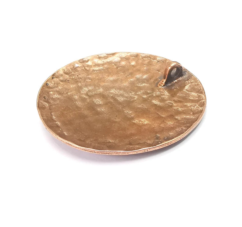 Copper Shield Pendant, Antique Copper Plated Large Round Pendant (50mm) G28189