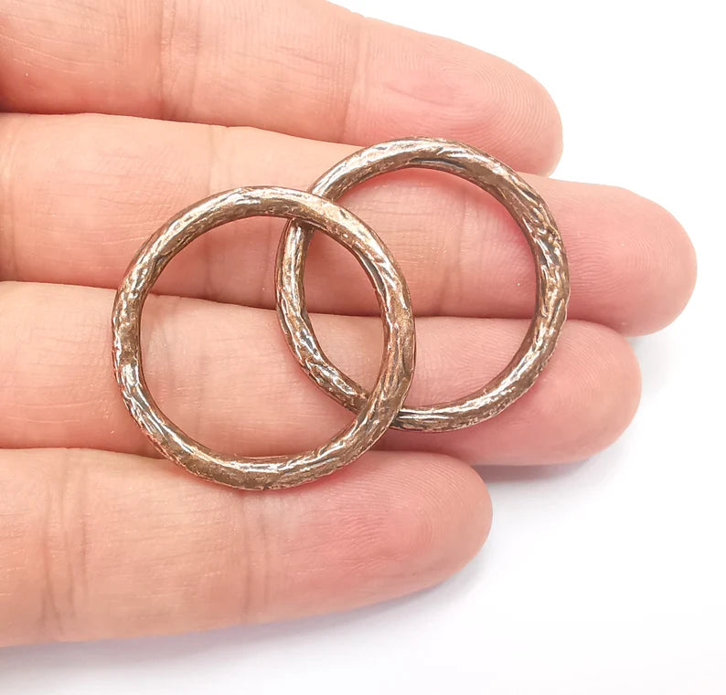 Copper Hoop Circle Connector Findings Antique Copper Plated Circle (32mm) G28190