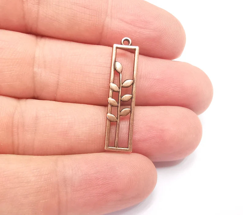 Wheat ear Leaves Plant Charms Antique Copper Plated DIY Charms, Dangle Earring Component (33x8mm) G28192