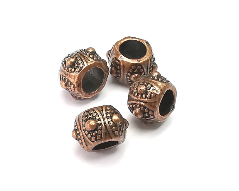 Cylinder Round Beads Antique Copper Plated (10mm) G28358
