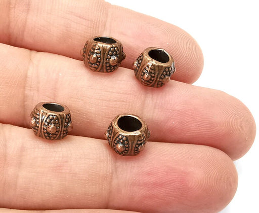 Cylinder Round Beads Antique Copper Plated (10mm) G28358