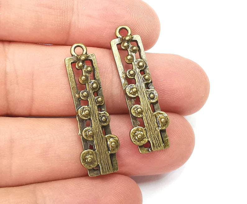 Plant Sapling Charms Antique Bronze Plated (34x10mm) G28360