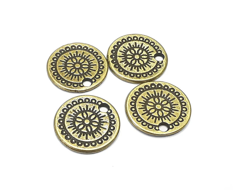 Ethnic Charms (Double sided) Antique Bronze Plated (14mm) G28364