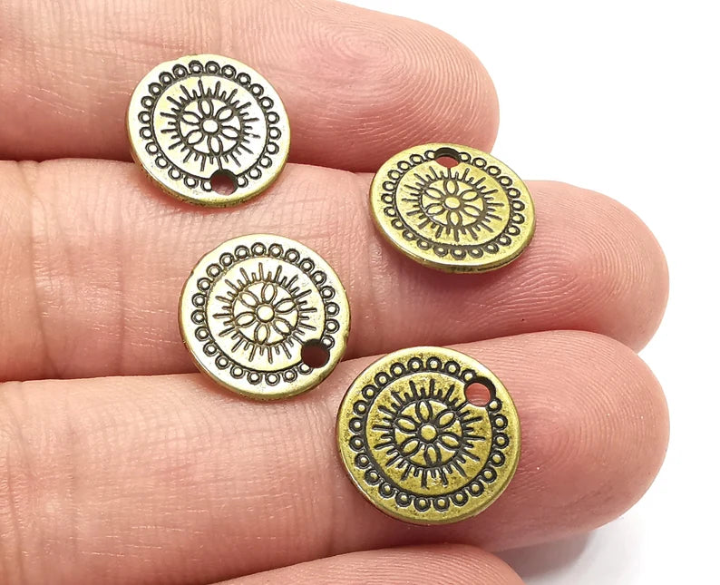 Ethnic Charms (Double sided) Antique Bronze Plated (14mm) G28364