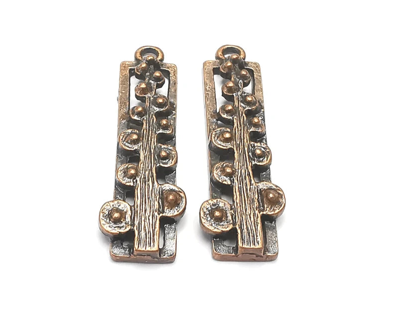 Plant Sapling Charms Antique Copper Plated (34x10mm) G28367