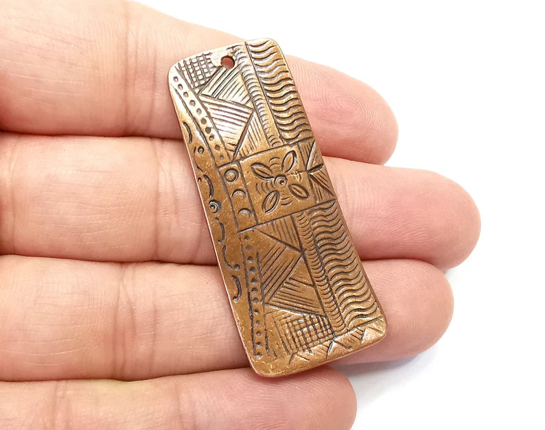 Ethnic Flower Charms Antique Copper Plated Charms (50x22mm) G28375